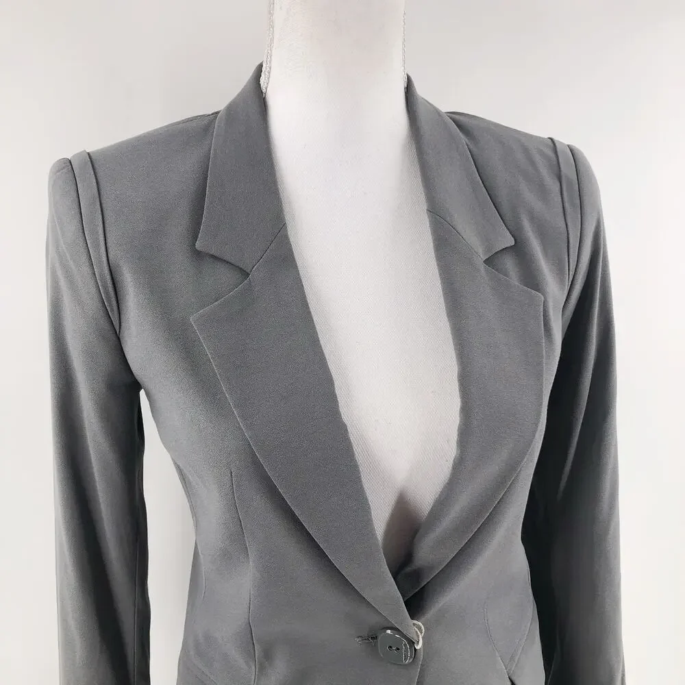 Twin Set Italy Suit Jacket Blazer Grey Jersey Women's Sz S NEW $680 - Picture 2 of 9